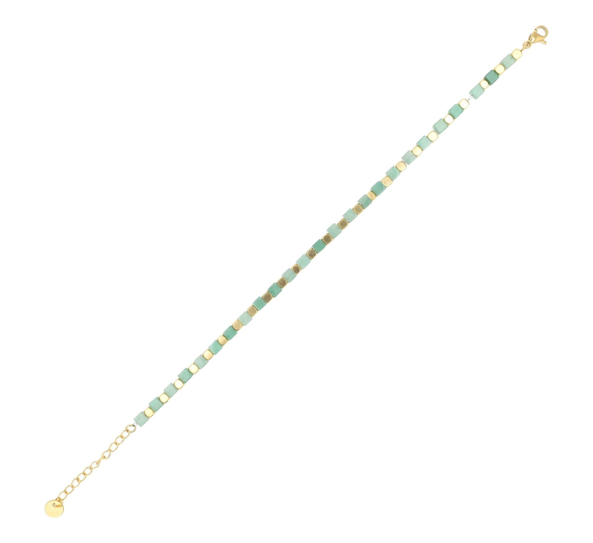 Edelsteinarmband Grün Aventurin – Gold - Perla d'Oro