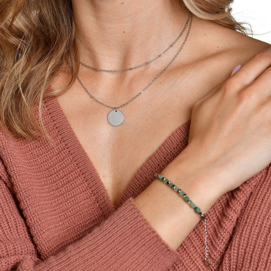 Edelsteinarmband Grün Aventurin – Silver - Perla d'Oro