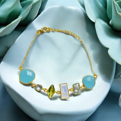 Edelsteinarmband in 925 Silber Modell Seraphina Mare - Perla d'Oro