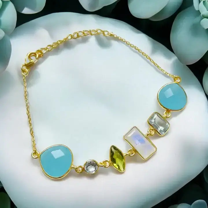 Edelsteinarmband in 925 Silber Modell Seraphina Mare - Perla d'Oro