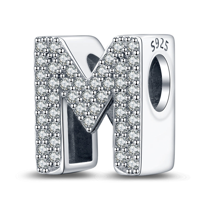 Buchstaben Charms aus 925er Silber mit Zirkonia-Diamanten