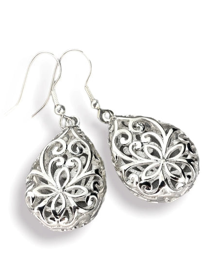 Ethnische Folklore Ohrhänger aus 925er Silber von MadamLili – filigrane silberne Tropfen mit floralen Mustern