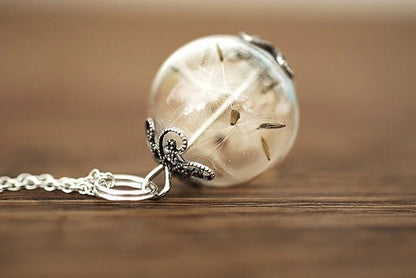 Silberkette mit Pusteblumen Glaskugel Anhänger von MadamLili – eleganter Glaspendant mit Pusteblumen