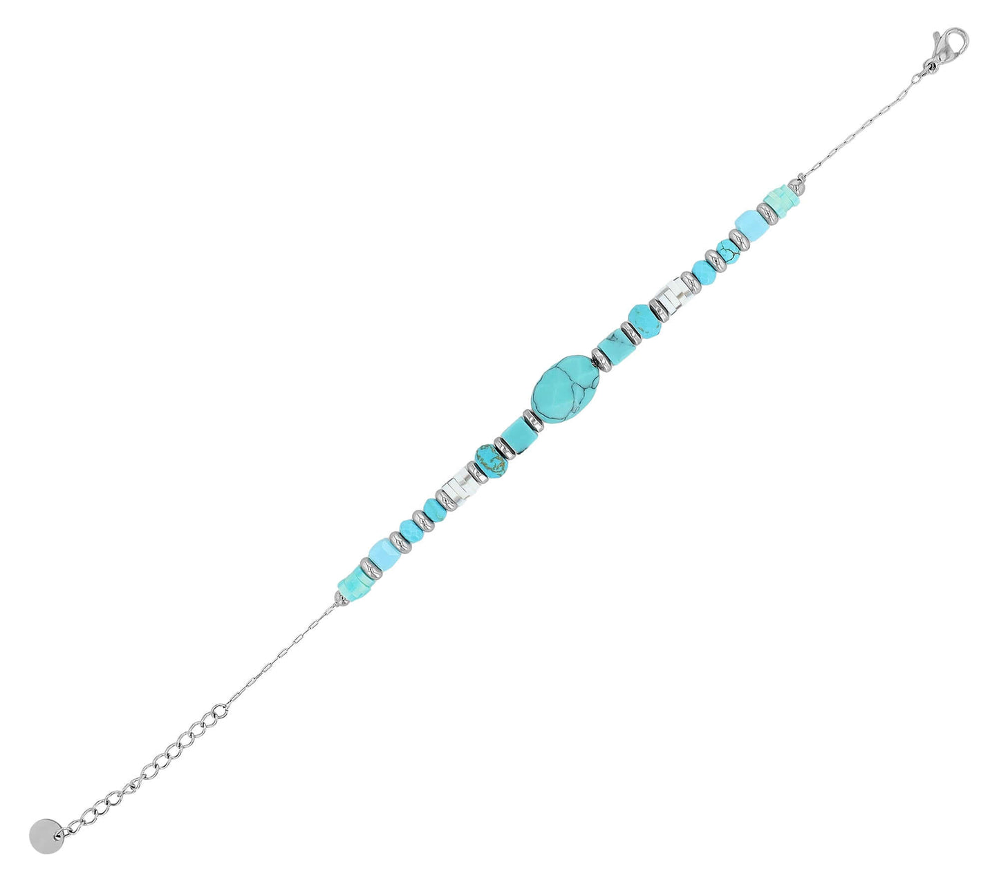 Edelstahlarmband mit Naturstein – Türkis - Perla d'Oro