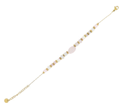 Edelstahlarmband mit Naturstein – Rosenquarz - Perla d'Oro