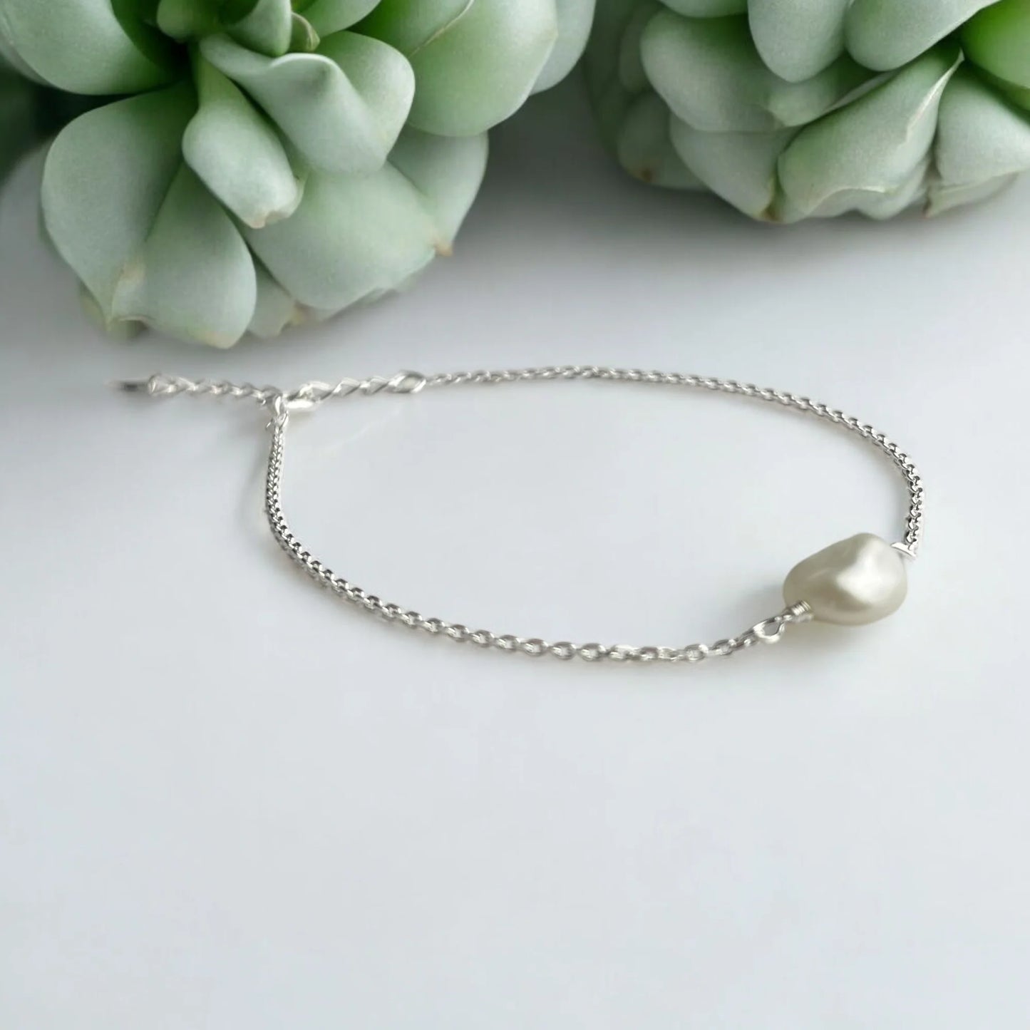 Silberarmband mit Keshi Barockperle - Perla d'Oro