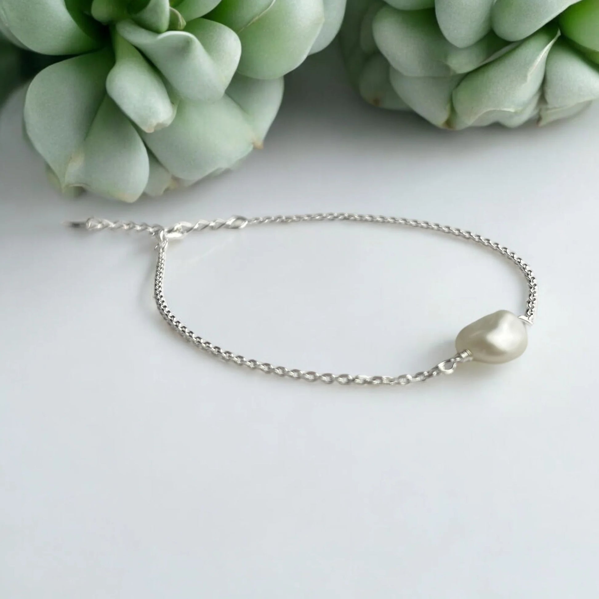 Silberarmband mit Keshi Barockperle - Perla d'Oro