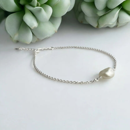 Silberarmband mit Keshi Barockperle - Perla d'Oro