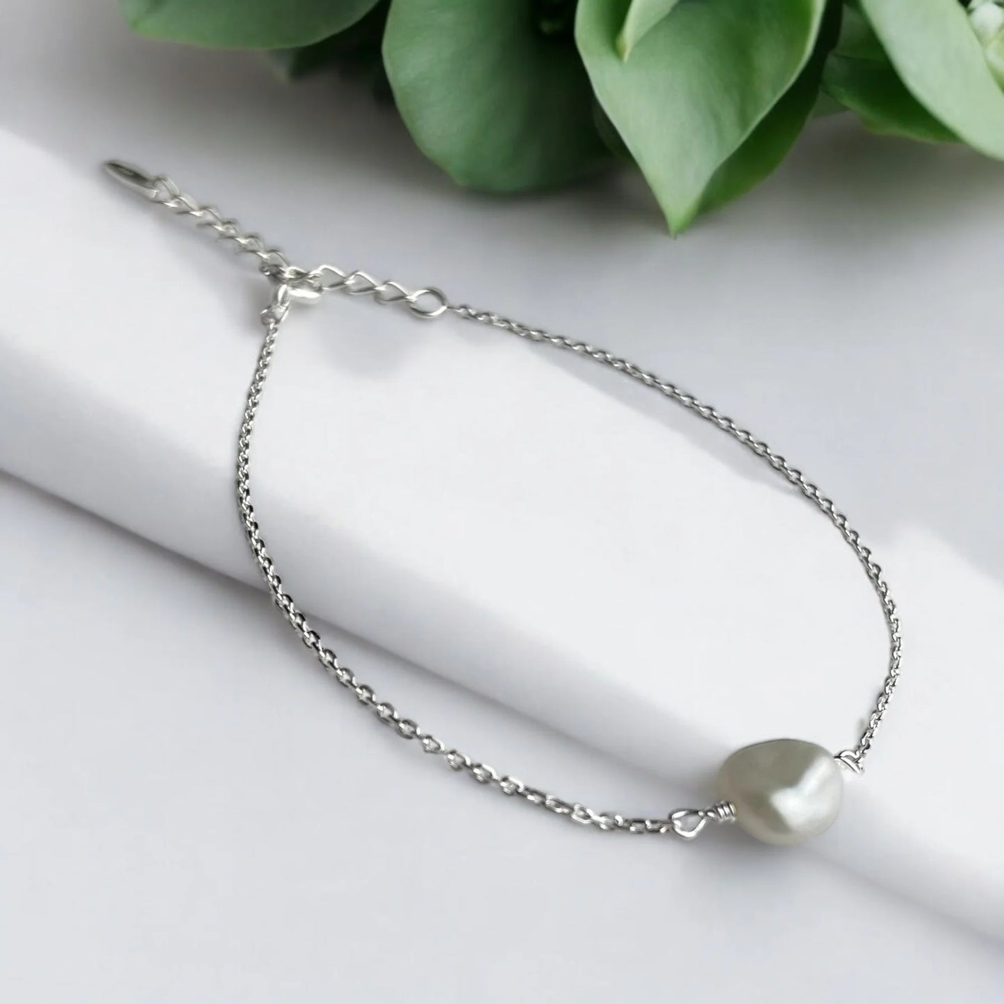 Silberarmband mit Keshi Barockperle - Perla d'Oro