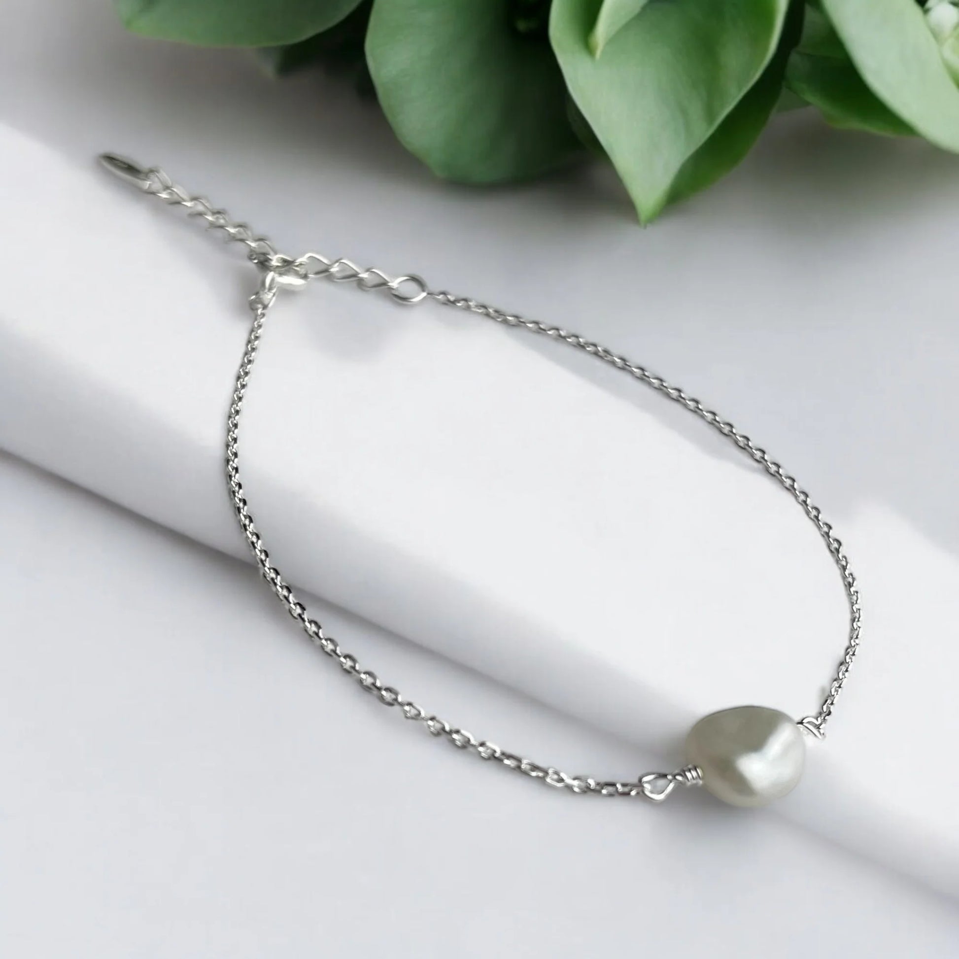 Silberarmband mit Keshi Barockperle - Perla d'Oro