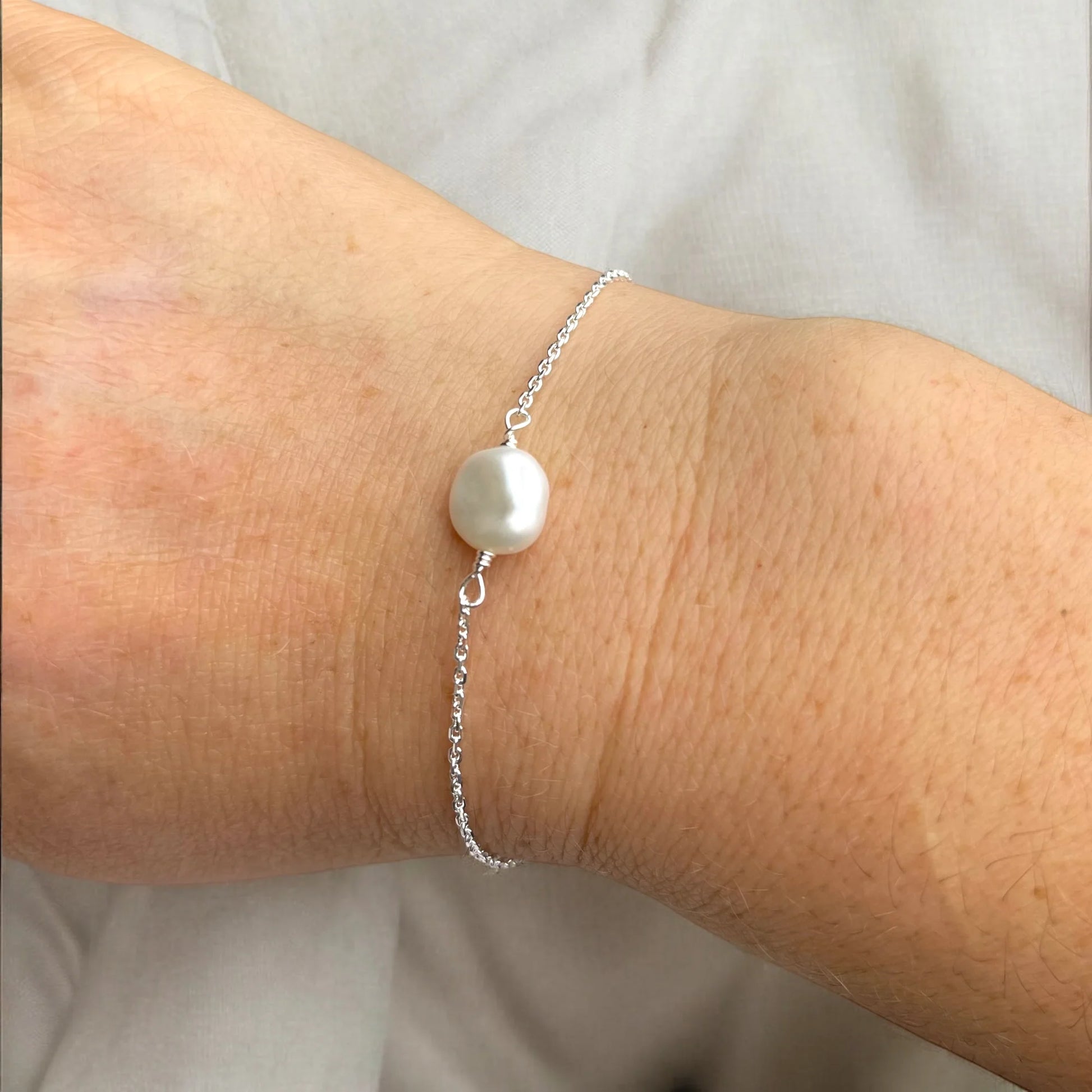 Silberarmband mit Keshi Barockperle - Perla d'Oro