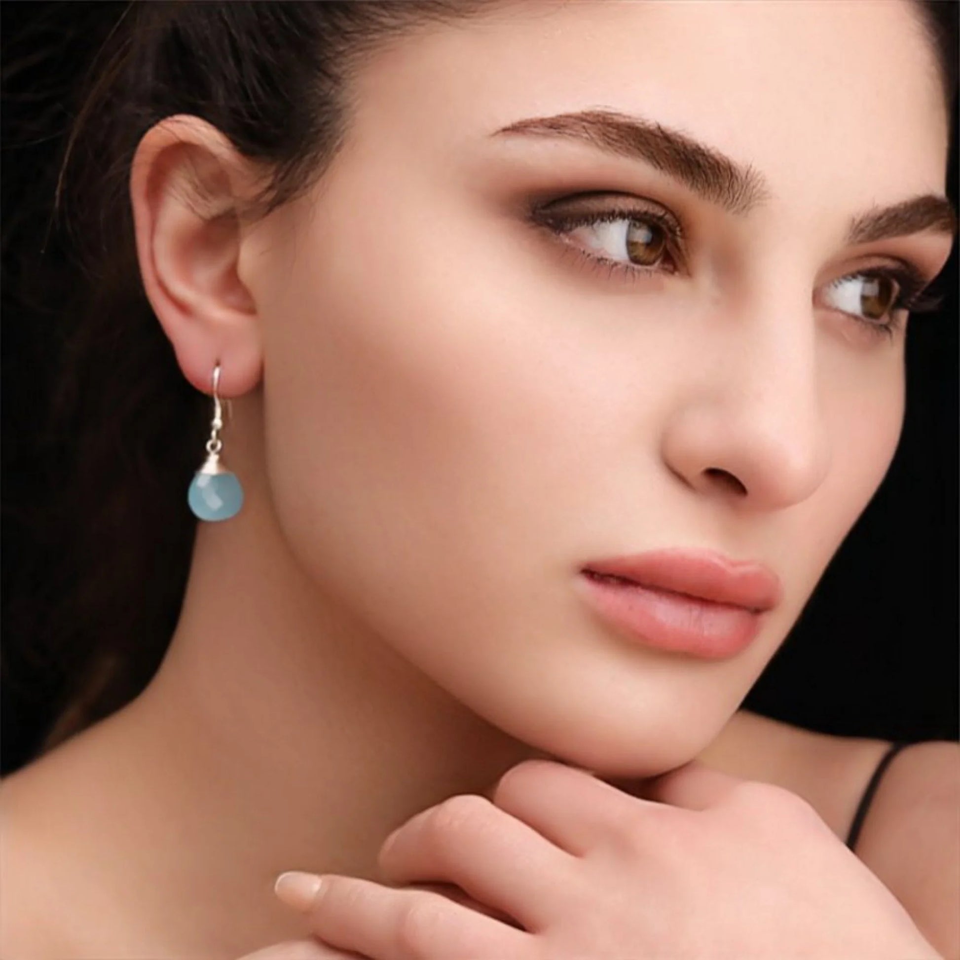 Chalcedon Tropfen-Ohrhänger aus 925 Sterling Silber mit Aqua-Chalcedon, handgefertigt in Deutschland, MadamLili