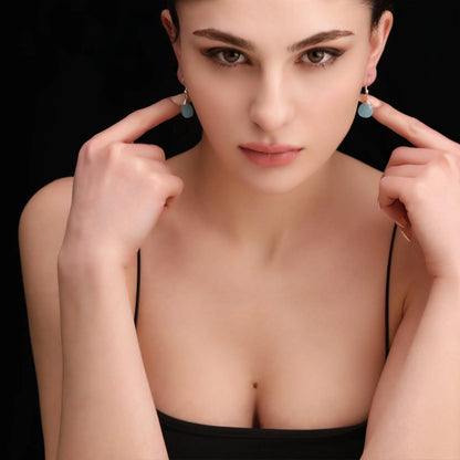 MadamLili Aqua-Chalcedon-Ohrhänger aus 925 Sterling Silber, handgefertigt in Deutschland