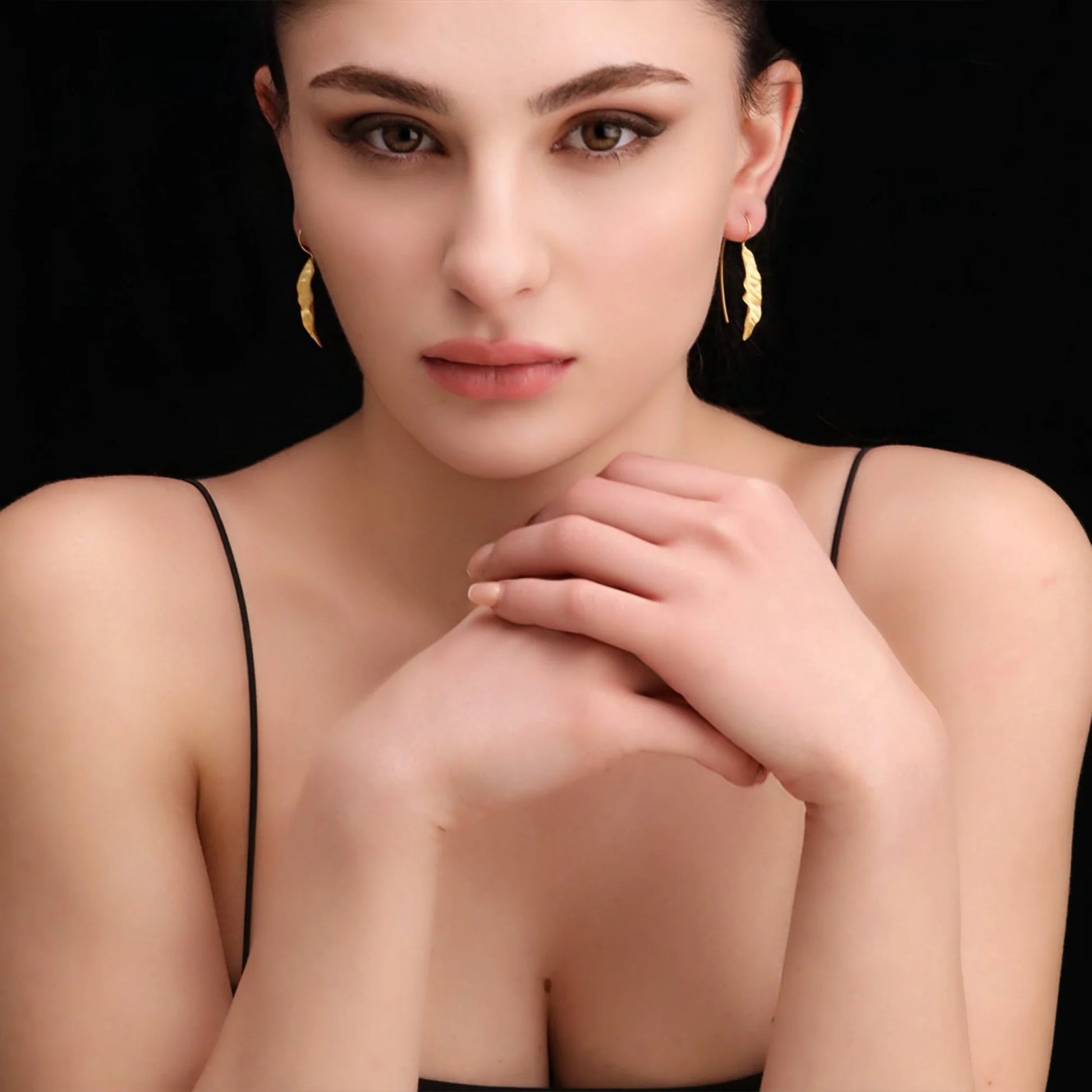 Vergoldete 925 Silber Ohrringe im Blattdesign von MadamLili – handgefertigte Blatt-Ohrringe im Bohème-Stil