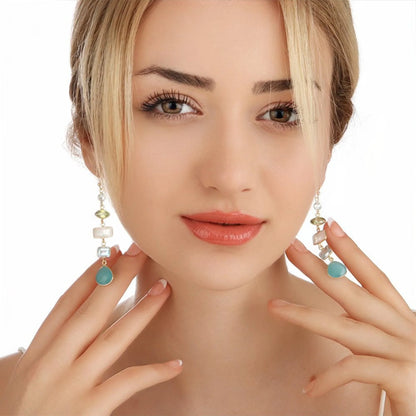 MadamLili Edelsteinohrringe Seraphina Mare aus 925er Silber – elegante Tropfenohrringe mit Aquamarin & Peridot