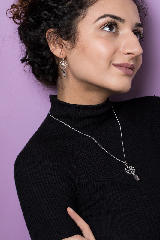 Silberkette mit Traumfänger-Anhänger von MadamLili – 925 Sterling Silber, handgefertigt.