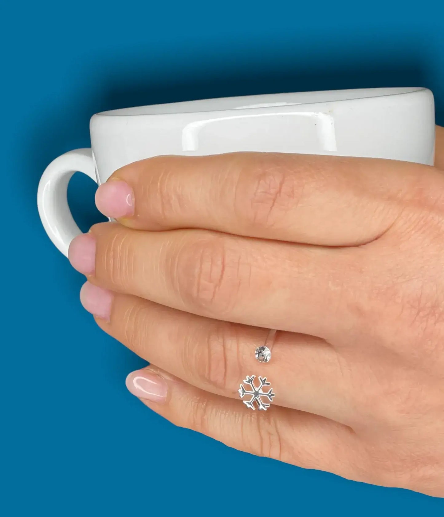 MadamLili Silberring mit Schneeflocken-Design und Zirkonia, 925er Silber, Handarbeit in Deutschland