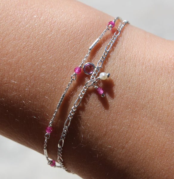 Silberarmband mit Synth. Rubin - Perla d'Oro