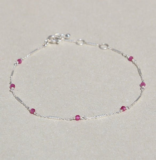 Silberarmband mit Synth. Rubin - Perla d'Oro