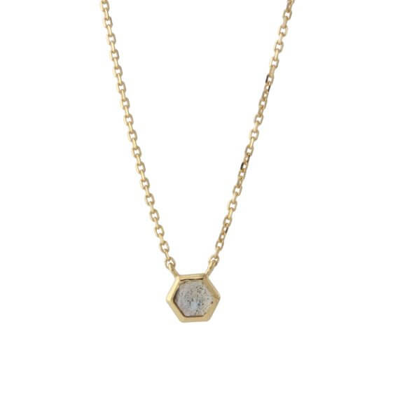 Silbercollier mit Labradorit 18ct vergoldet - Perla d'Oro