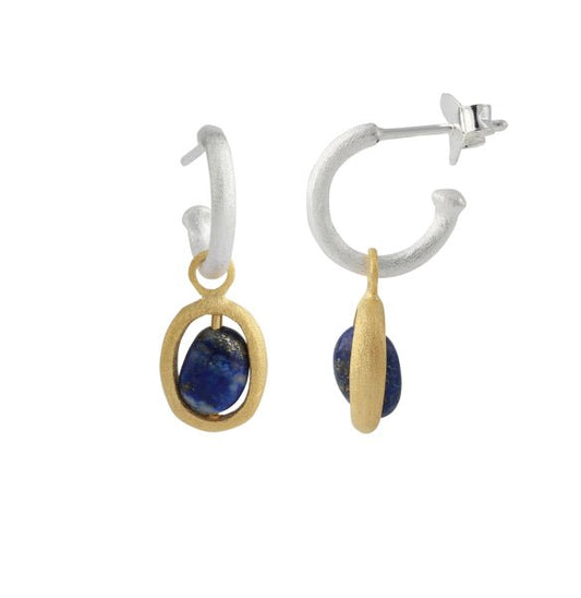 Silberohrhänger mit Lapis, 18ct vergoldet - Perla d'Oro