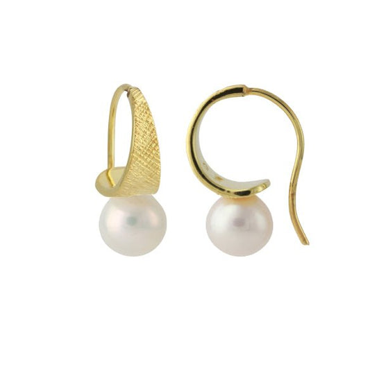 Silberohrstecker Halfmoon vergoldet mit Süßwasserperlen - Perla d'Oro