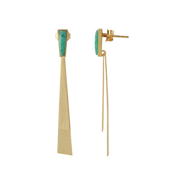 Silberohrstecker mit Amazonit, 18ct vergoldet - Perla d'Oro