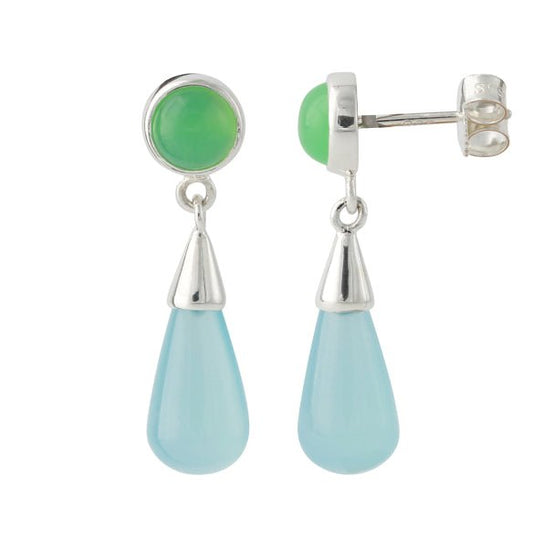Silberohrstecker mit Chrysopras & Chalcedon - Perla d'Oro