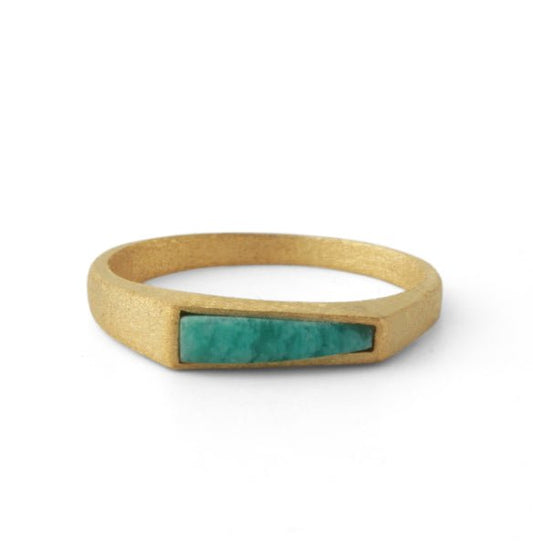 Silberring mit Amazonit, 18ct vergoldet - Perla d'Oro