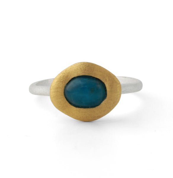 Silberring mit Apatit, 18ct vergoldet - Perla d'Oro