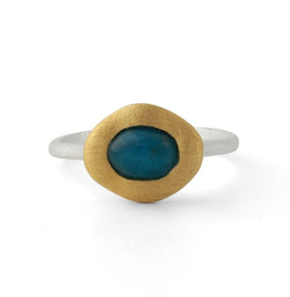 Silberring mit Apatit, 18ct vergoldet - Perla d'Oro