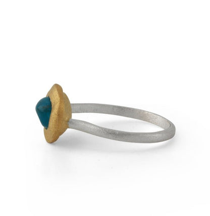 Silberring mit Apatit, 18ct vergoldet - Perla d'Oro