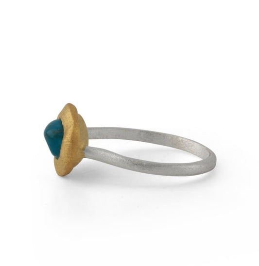 Silberring mit Apatit, 18ct vergoldet - Perla d'Oro