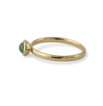 Silberring mit Erdbeerquarz grün 4mm, 18ct vergoldet - Perla d'Oro