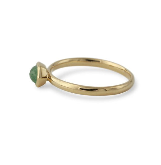 Silberring mit Erdbeerquarz grün 4mm, 18ct vergoldet - Perla d'Oro