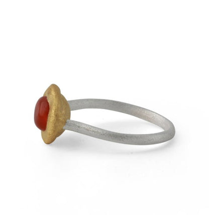 Silberring mit Karneol, 18ct vergoldet - Perla d'Oro