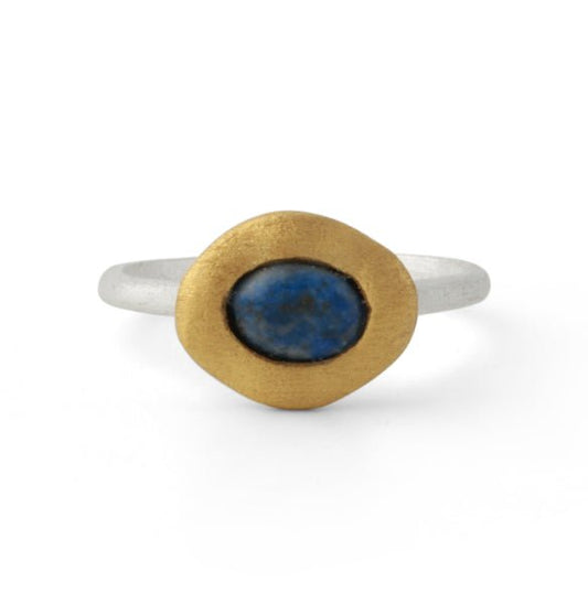Silberring mit Lapis, 18ct vergoldet - Perla d'Oro