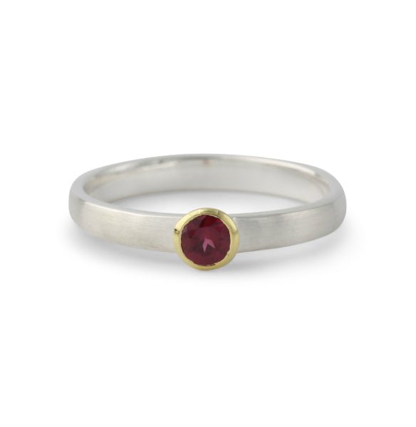 Silberring mit Rhodolith, 18ct vergoldet - Perla d'Oro