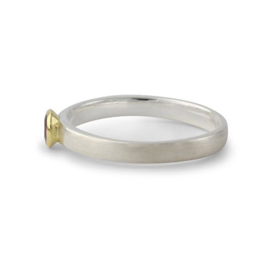 Silberring mit Rhodolith, 18ct vergoldet - Perla d'Oro