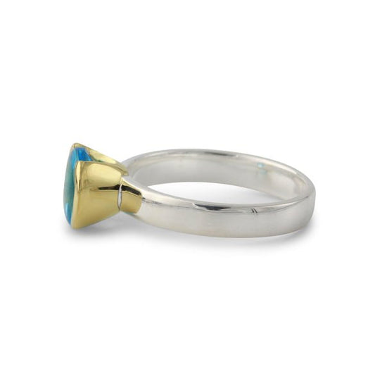 Silberring mit Swiss Topas 8 mm, 18ct vergoldet - Perla d'Oro