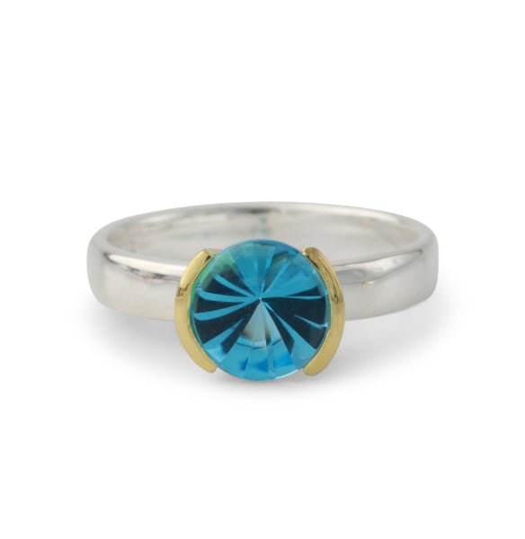 Silberring mit Swiss Topas 8 mm, 18ct vergoldet - Perla d'Oro