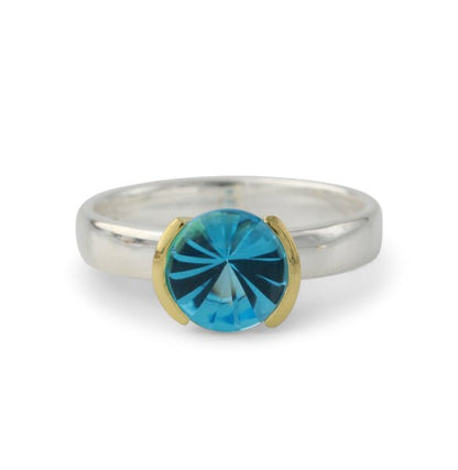 Silberring mit Swiss Topas 8 mm, 18ct vergoldet - Perla d'Oro