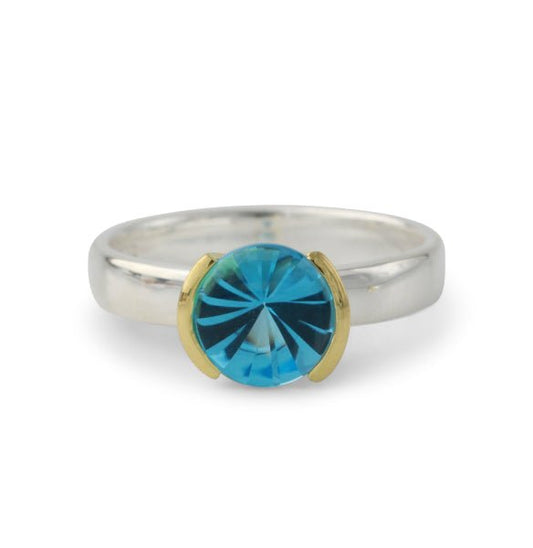 Silberring mit Swiss Topas 8 mm, 18ct vergoldet - Perla d'Oro