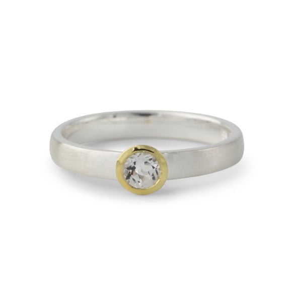 Silberring mit Topas weiß, 18ct vergoldet - Perla d'Oro